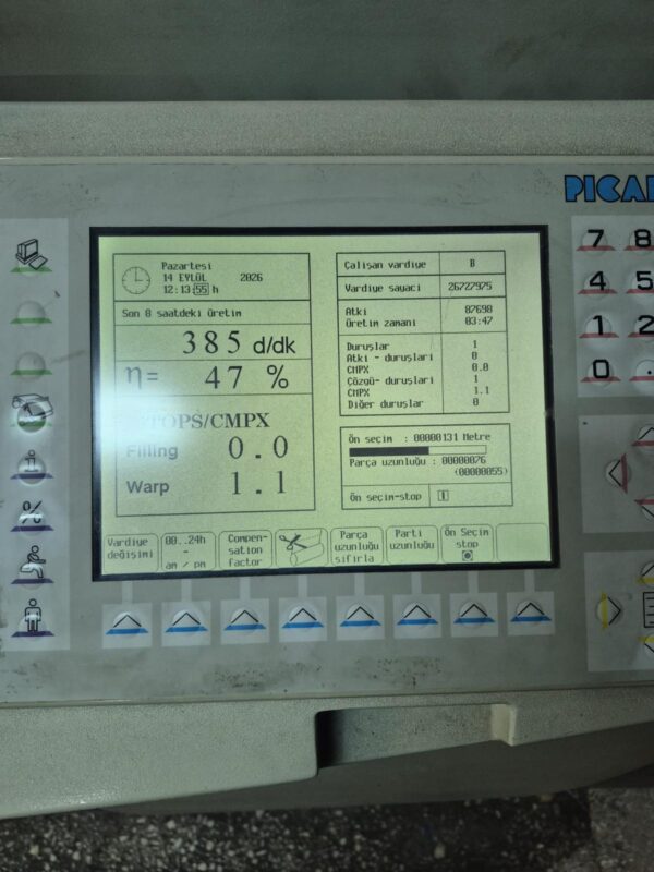10 adet Picanol Gammax 190 cm, Staubli CX870 / 2688 Çengel JC5 Kontrol Üniteli Jakarlı 7